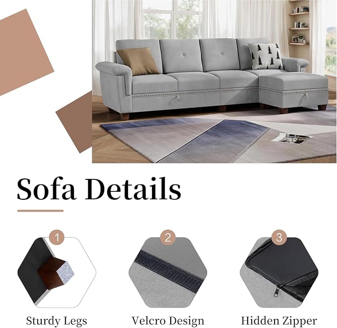 JAMFLY 108" Modular Sectional Sofa - Image 6