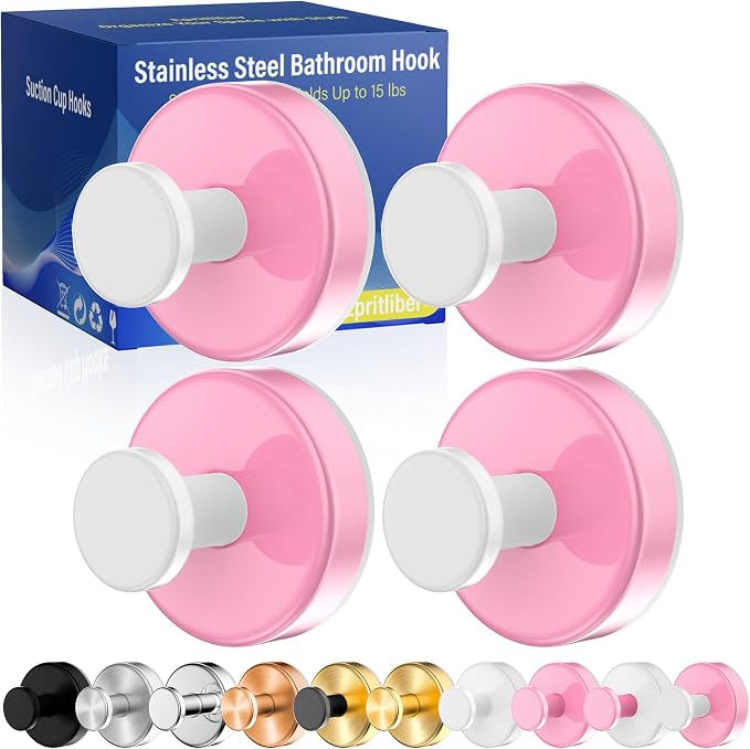 Suction Cup Hooks for Shower, Removable No Drill Towel Hooks, Upgraded 15 lbs by Unknown