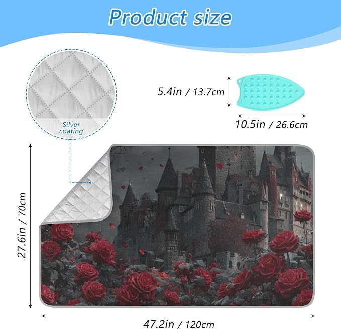 Castle Bats Rose Halloween Ironing Mat - Image 2