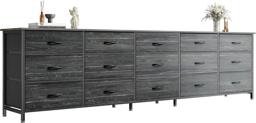 Huuger 78.7 inch Long Dresser for Bedroom, 15 Drawer Fabric Dresser for Close...