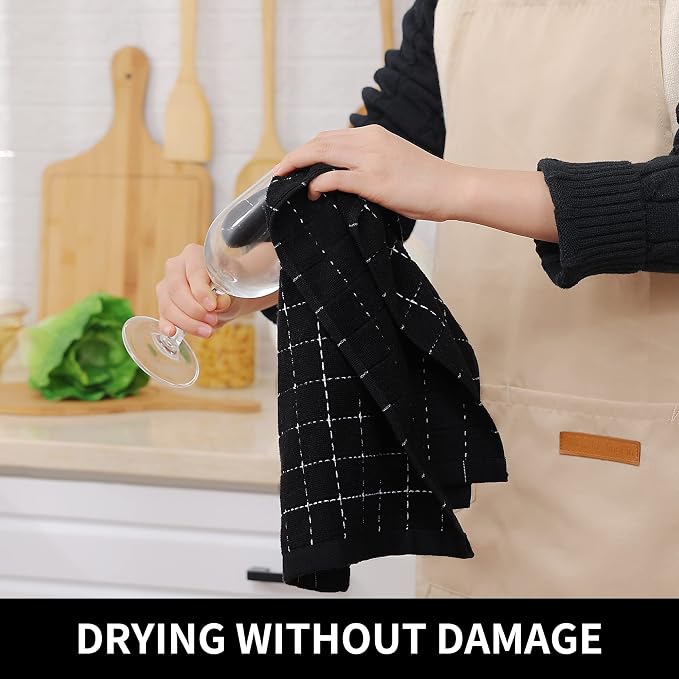 Homaxy 100% Cotton Terry Kitchen Towels, Checkered Designed, Soft and Super - Image 4