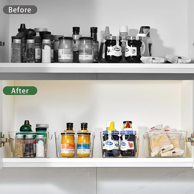 12 Pack Clear Plastic Storage Bins, Pantry Organizers and Storage, Plastic - Image 6