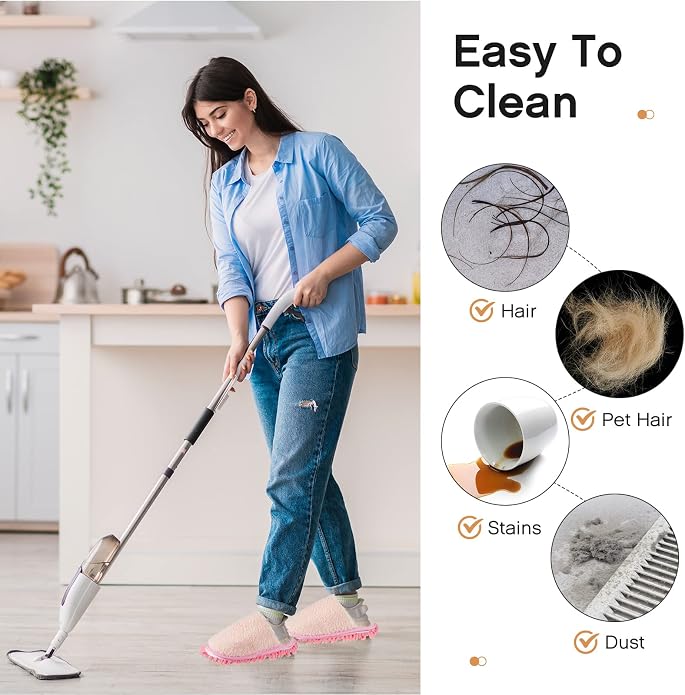 Jecery 2 Pair Microfiber Slippers Floor Cleaning Chenille Mop Slippers Base - Image 5