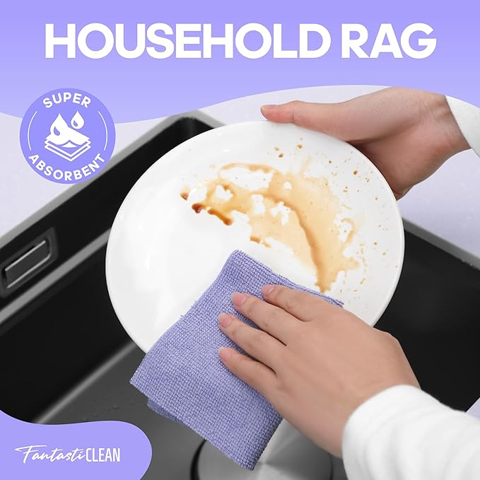 Fantasticlean Microfiber Cleaning Cloth Roll -60 Pack, Tear Away Paperless - Image 3