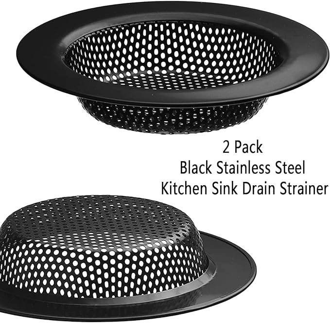 2 Pcs Black Stainless Steel Mesh Sink Drain Strainer, 2.16" Top/1.29" Kitchen - Image 6