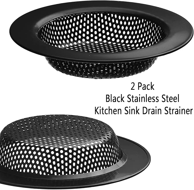 2 Pcs Black Stainless Steel Mesh Sink Drain Strainer, 3.54" Top/2.16" Kitchen - Image 6
