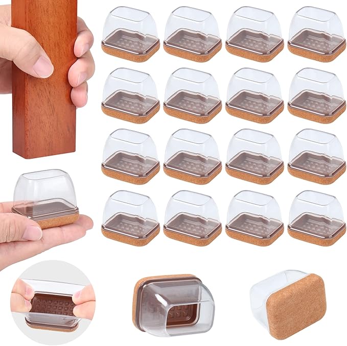 Ezprotekt 24 Pcs Rectangle Clear Silicone Chair Leg Floor Protectors Caps by VisittheEzprotekt