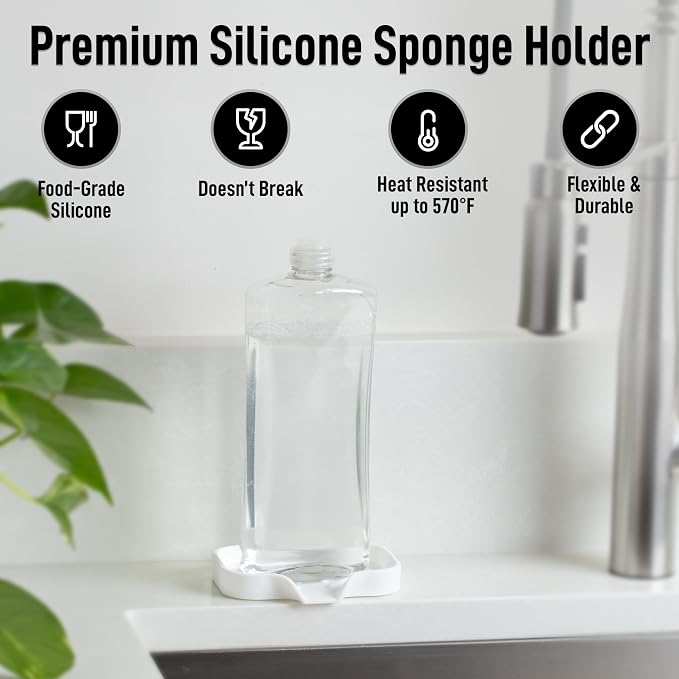 Zulay Kitchen Small Silicone Sponge Holder – Space-Saving Sink Organizer Tray - Image 2