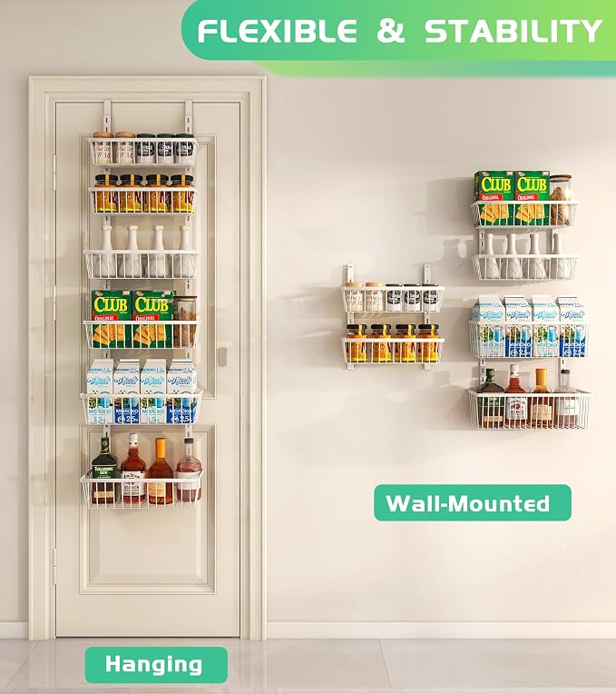12 Inch Wide Narrow Over The Door Pantry Organizer, Pantry Organization and