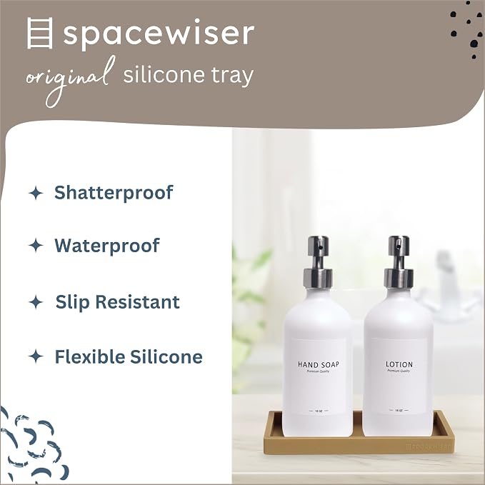 Countertop and Vanity Tray – Small 7.7" Silicone Soap Dispenser Trays, Flexible - Image 2