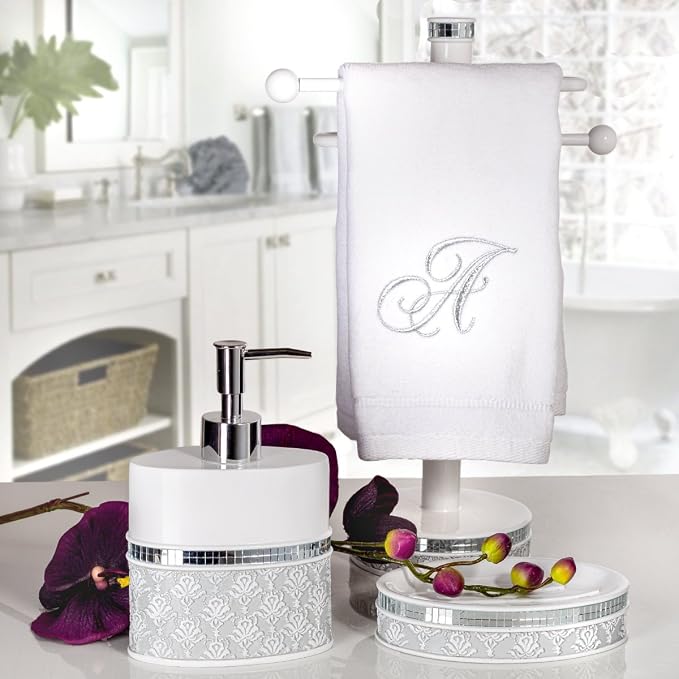 Creative Scents Mirror Damask Grey and White Soap Dispenser, Decorative Hand - Image 2