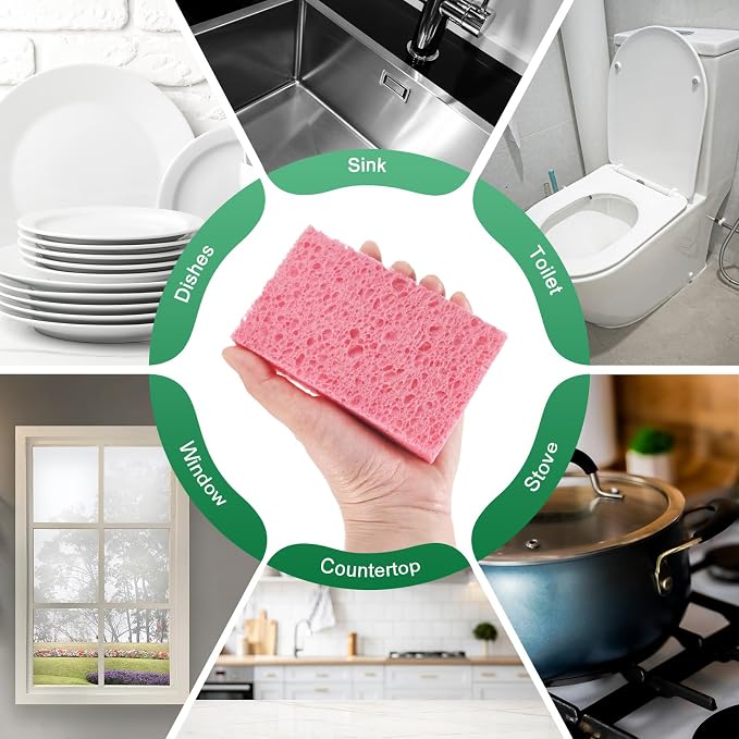 6-Pack Kitchen Sponges, Condense Eco Cellulose Non-Scratch Scrub Heavy Sponge - Image 6