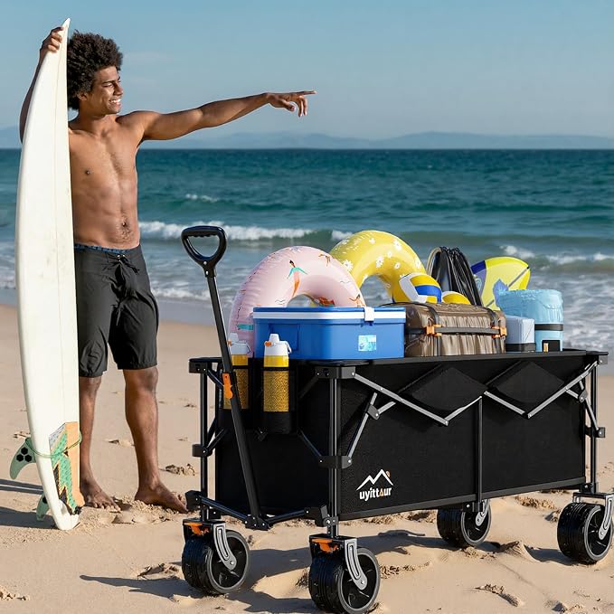 300L Extra Large Collapsible Foldable Wagon, 440lbs Load Capacity 48''L - Image 5