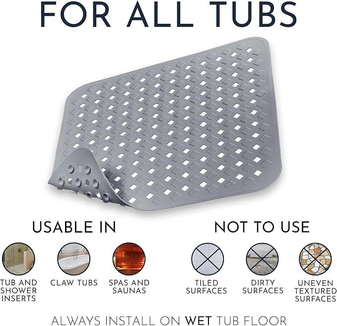 Homerella Anti Slip Shower Mat | Anti Mold Non Slip Bathtub Mat - Image 2