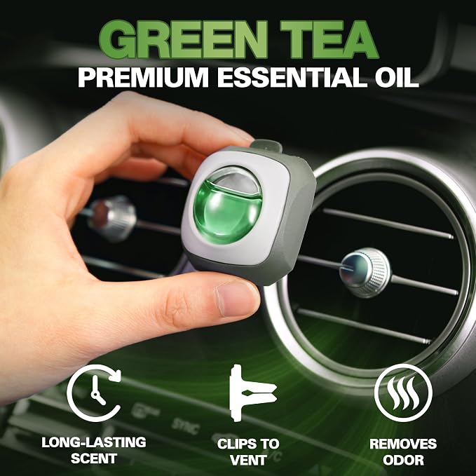Air Jungles Green Tea Scent Car Air Freshener Clip, 6 Vent Clips, 4ml Each - Image 2