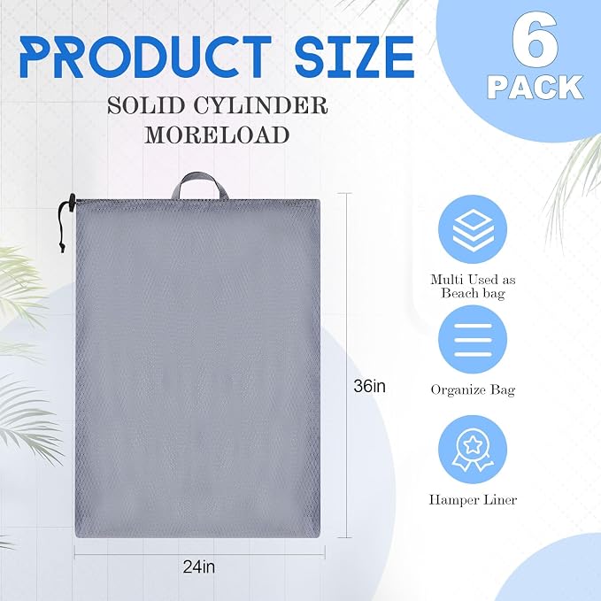 6 Pack 24 x 36 Inches Blue Mesh Laundry Bag - Image 2