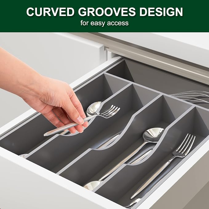 Bellsal Grey Utensil Organizer 10 Inch Silverware Tray - Image 6