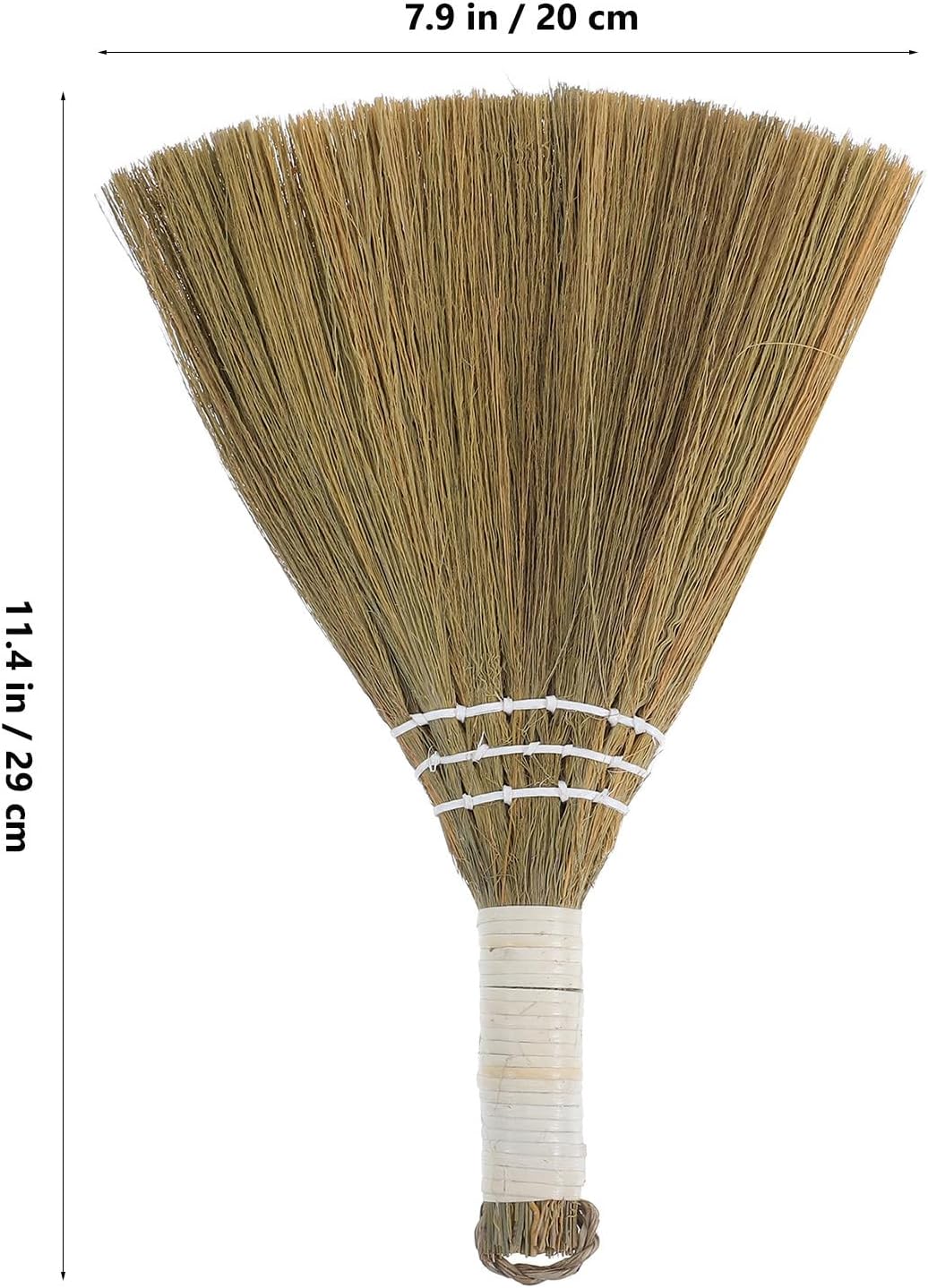 Generic Handheld Natural Straw Whisk Broom 20x28cm Small Lightweight Whisk Broom for Indoor Household Cleaning and Pet Hair Removal