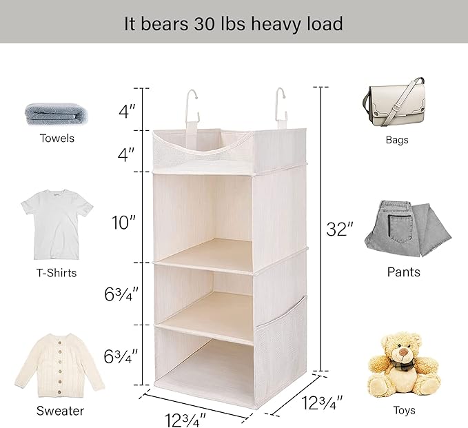 StorageWorks 3-Shelf Hanging Closet Organizer, Adjustable Hanging Closet - Image 3