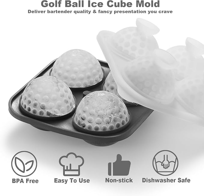 Nax Caki 3D Golf Ice Cube Tray, Large Golf Silicone Fun Shapes Whiskey Ice Mold - Image 2