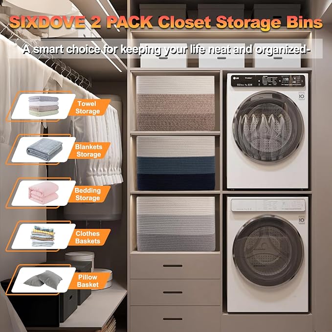 Storage Baskets for Organizing, 2 Pack Woven Basket for Storage, Rectangle - Image 3