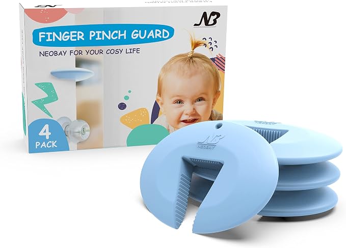 Door Pinch Guard and Door Slam Stopper, Durable Silicone Door Finger Pinch Guard by Neobay