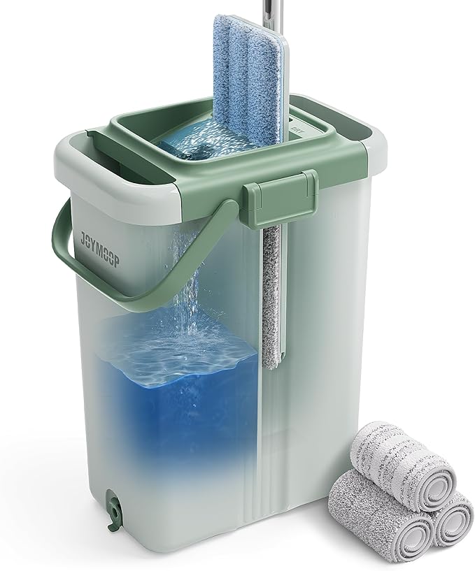 JOYMOOP Mop and Bucket with Wringer Set, Flat Squeeze Mop with Bucket, Dust Mop by JOYMOOP