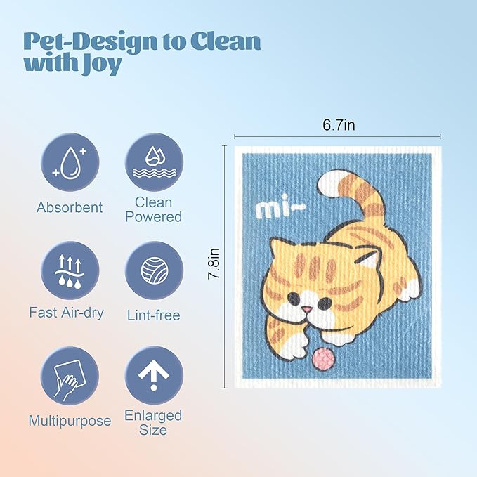 JOYMOOP Cartoon Cellulose Cleaning Cloth, Reusable Absorbent Dish Towels - Image 6