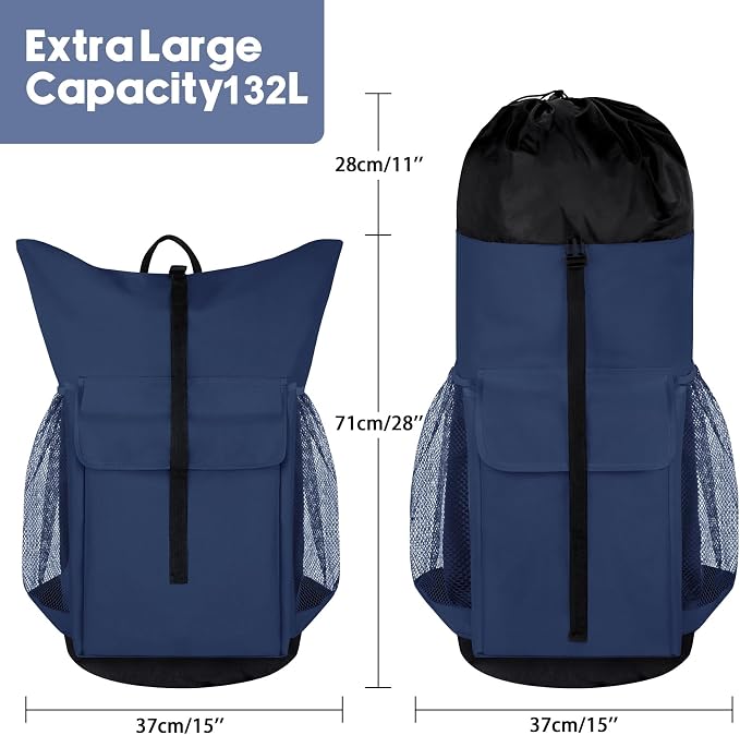 Laundry Backpack Bag, 132L Extra Large Heavy Duty Laundry Backpack - Image 2