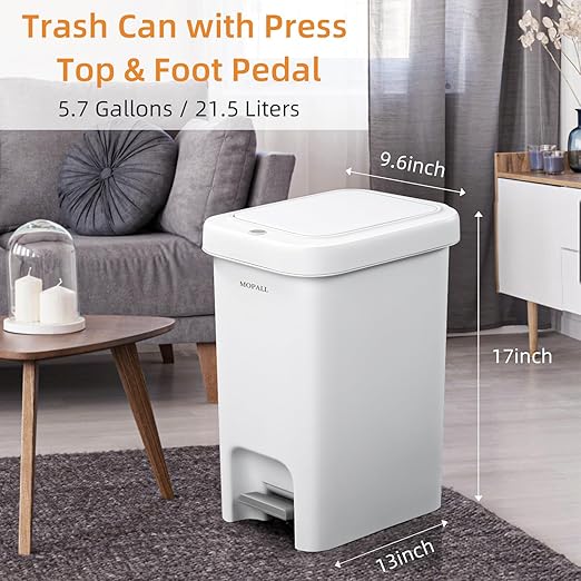 MOPALL Trash Can with Lid, Kitchen Step Trash Can, Garbage Can with Press Top - Image 7