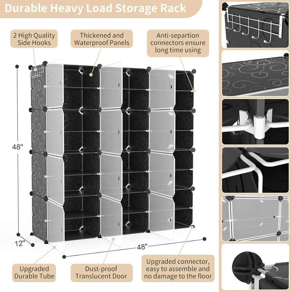 Portable Shoe Rack Organizer with Door, 48 Pairs Shoe Storage Cabinet Easy As...