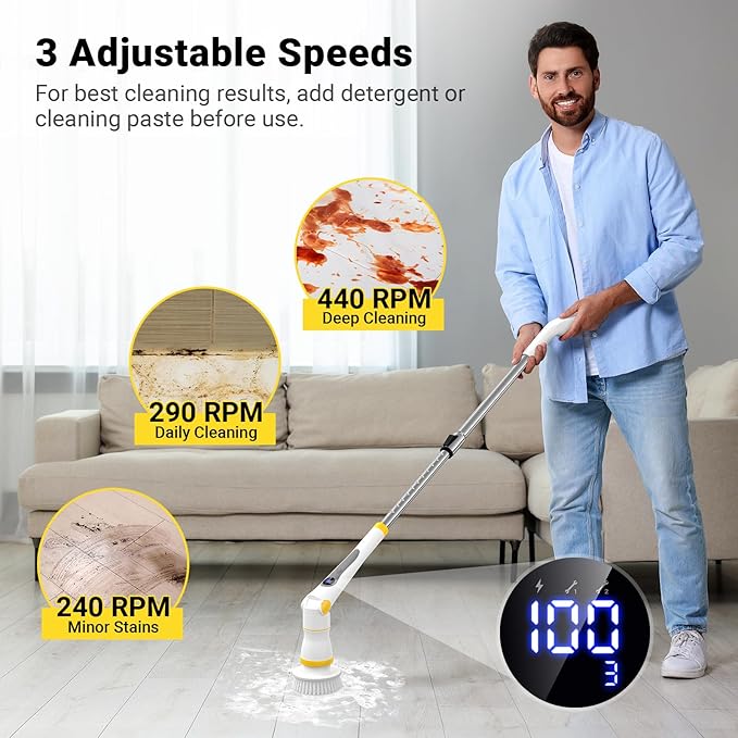 Electric Spin Scrubber, Cordless Cleaning Brush - Image 4