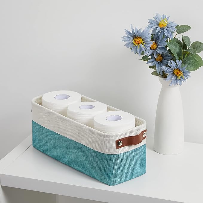 DULLEMELO Small Bathroom Closet Storage Baskets Canvas Fabric Storage Bins - Image 7