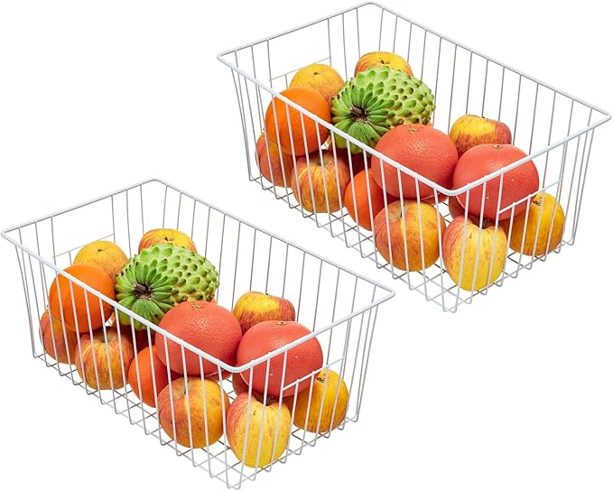 16inch Freezer Storage Organizer Baskets, Household Wire Refrigerator Bins - Image 3