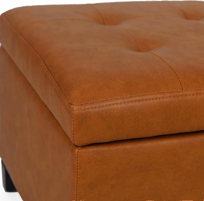 Adeco 17.5" Faux Leather Storage Ottoman - Image 5