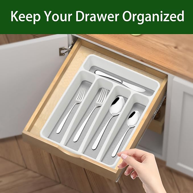 Silverware Organizer 2 Pieces Utenisl Organizer Holder Kitchen Drawer Organizer - Image 2