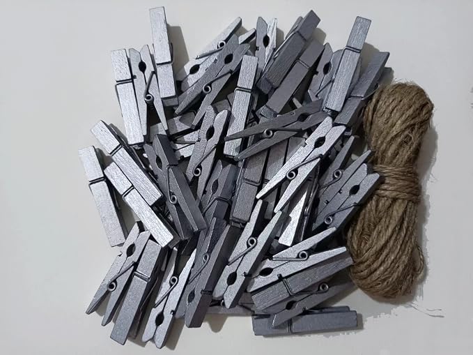 1.8 Inch Silver Wooden Clothespins Hold Picture Photo Clothesline Pins Hanging - Image 2
