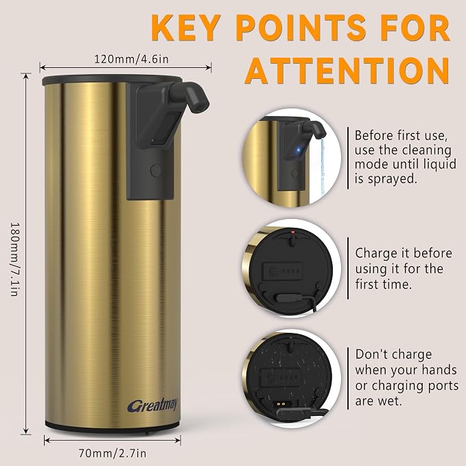 Automatic Soap Dispenser, Stainless Steel Material, Rechargeable Touchless Hand - Image 3