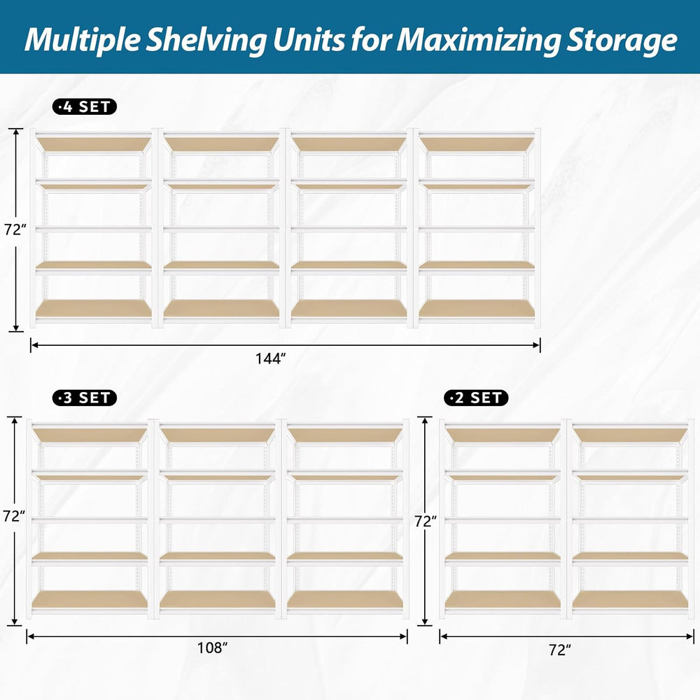 PrimeZone 36"W x 16"D x 72"H Closet Storage Shelves, 5-Tier Me...