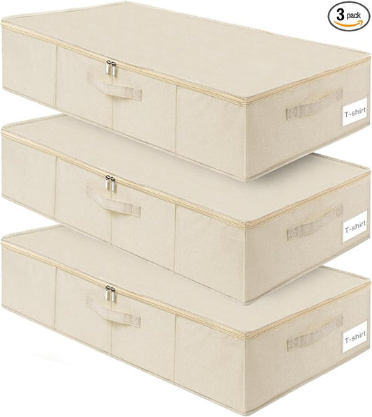 punemi Underbed Storage, 3 Pack Clothing Storage Bags W/Sturdy Handles by Punemi