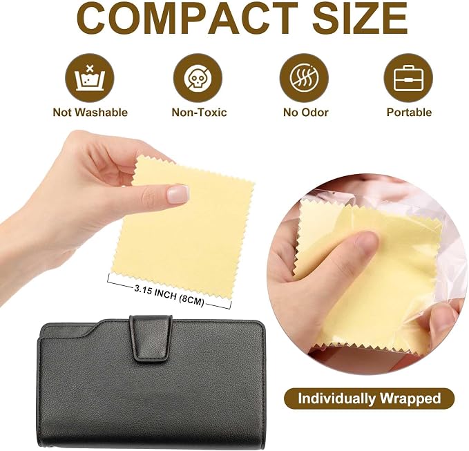 SEVENWELL 50pcs Jewelry Cleaning Cloth Yellow Polishing Cloth - Image 2