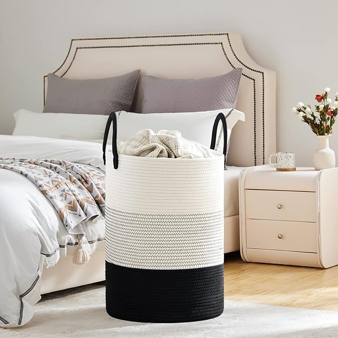 VIPOSCO Large Laundry Hamper, Tall Woven Rope Storage Basket - Image 4