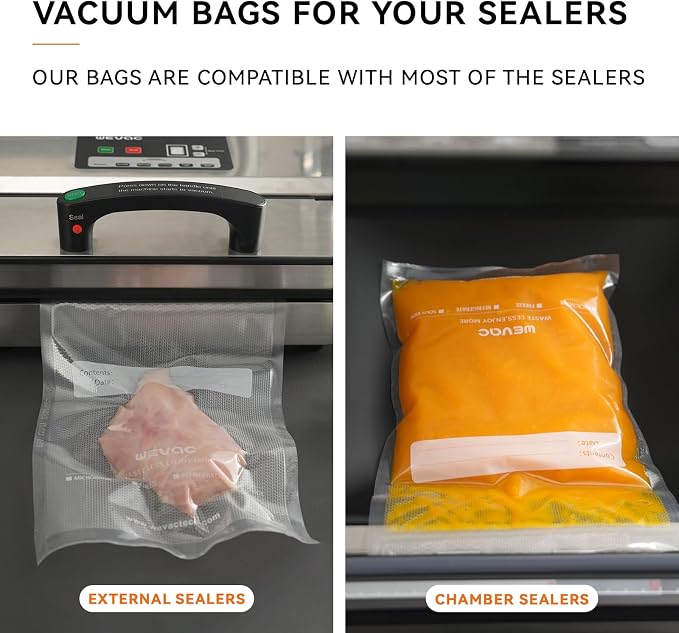 Wevac 11" x 16" Precut Vacuum Sealer Bags, Includes 5 Liquid Block Bags & 5 - Image 3
