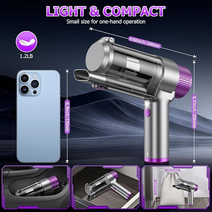 EYYA Handheld Car Vacuum Cleaner Cordless, 16000PA Powerful Hand Held Vacuum - Image 7