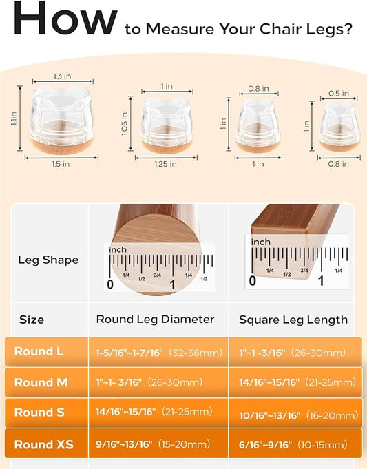 Upgrade 24 PCS Silicone & Felt Chair Leg Floor Protectors - Image 2