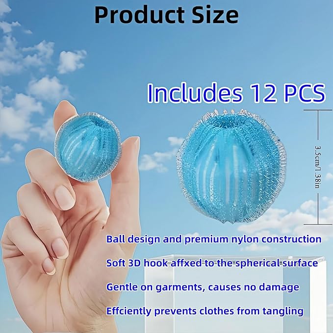 12 PCS Pet Hair Remover for Laundry & Dryer, Reusable Laundry Lint Catcher - Image 2