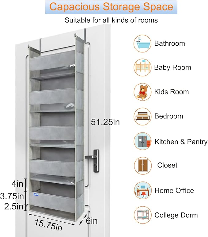 Extra Large Over The Door Organizer Storage 5-Shelves and 10 Side Pockets - Image 6
