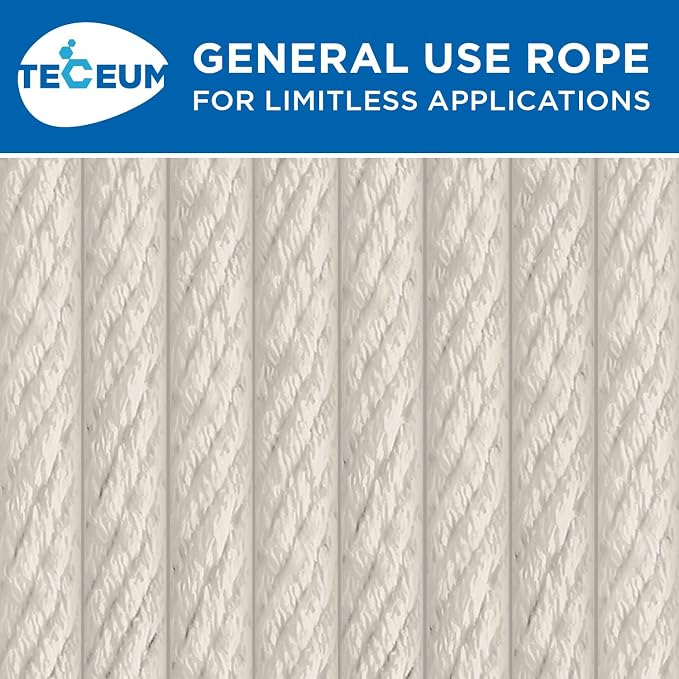 TECEUM Cotton Rope 3/16” – 200 FT – Strong All-Purpose Braided Rope – Natural - Image 9