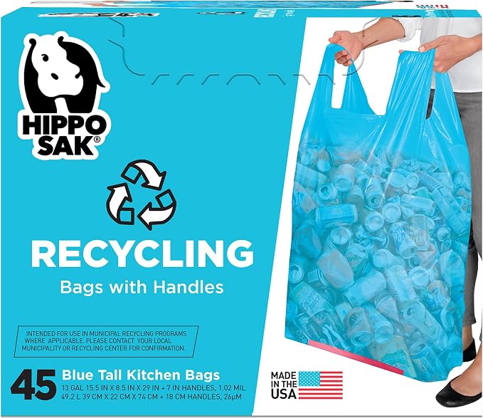 Hippo Sak 13 Gallon Blue Recycling Bags by HippoSak