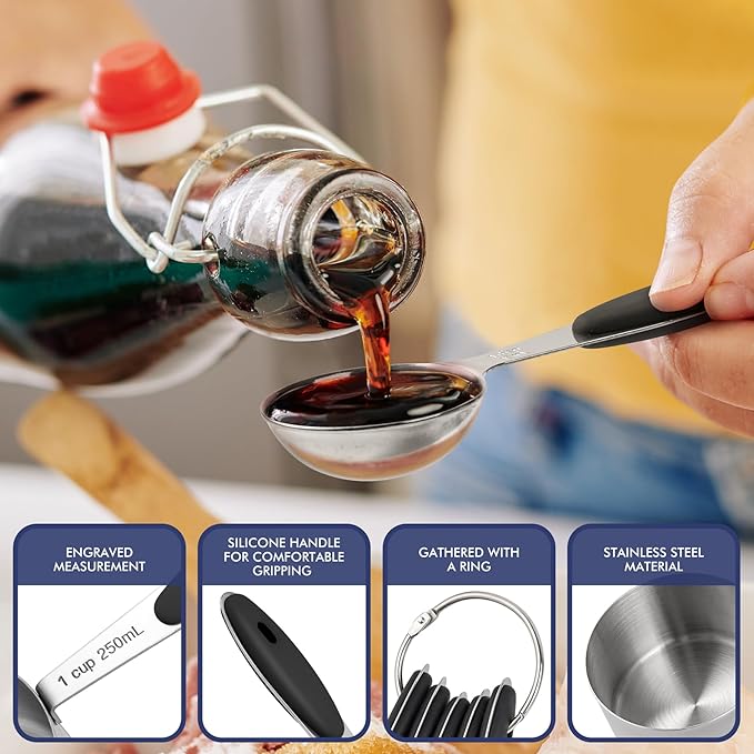 HOTEC 10-PACK Measuring Cups and Spoons Set, Kitchen Gadagets Cooking Baking - Image 4